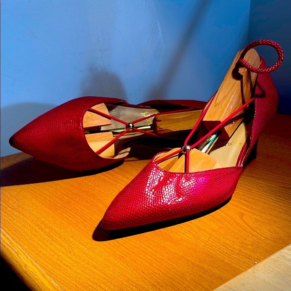 Sophisticated Red Snakeskin 3” Heels